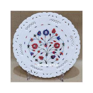 Incrustation de marbre blanc pur de matériel haut de gamme avec plaque de forme ronde sculptée pour la fabrication à des fins de décoration d'hôtel et de maison - Product Image 1