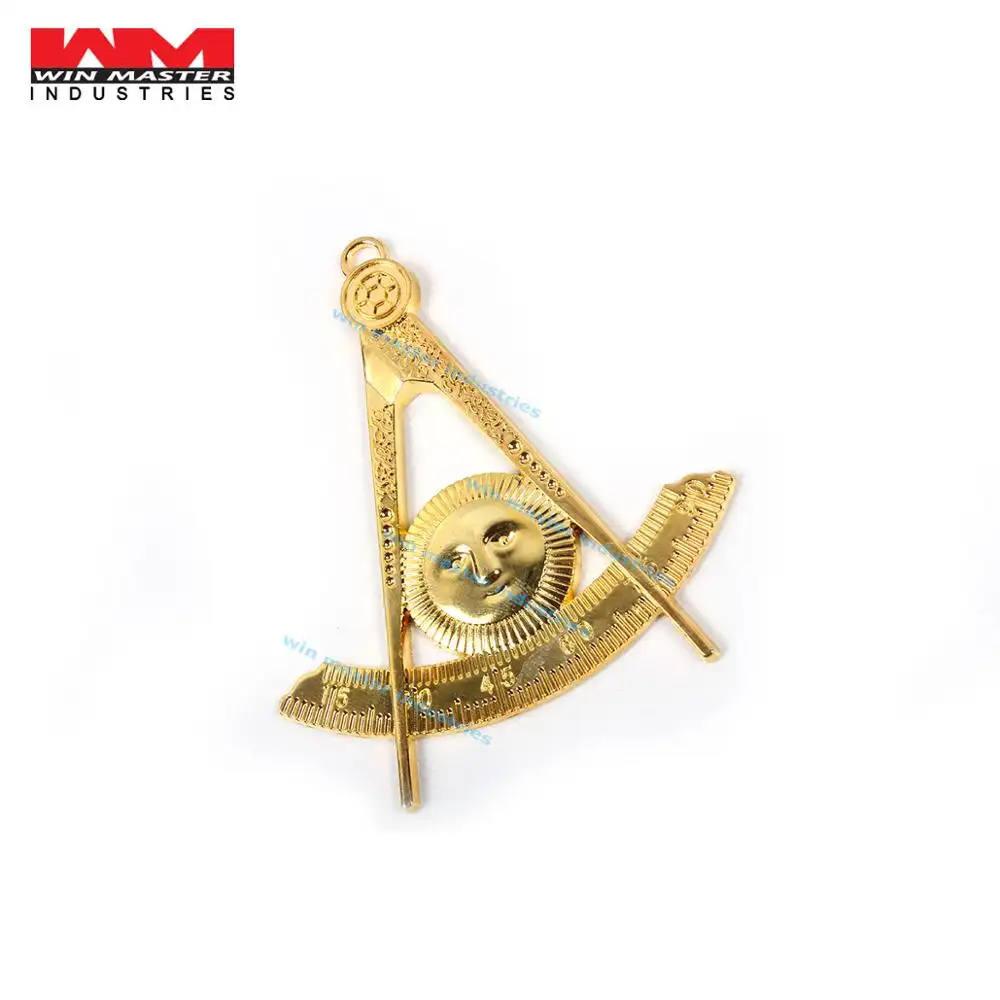 Past Master Freimaurer Anhänger Freimaurer Kompass Sun Square und Quadrant Halskette Gold Religiöses Ereignis Freimaurer Regalia Symbol