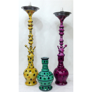 Cachimba de acero inoxidable con acabado de laca pintada a mano de lujo | Pipa Shisha artística con diseño de lunares para fumar - Product Image 1