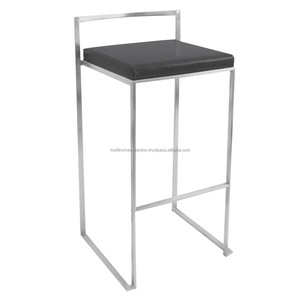 Accessoires de meubles les plus vendus intérieur extérieur appliquer brillant tabouret chaise conception tabouret de bar en acier inoxydable avec dossier - Product Image 1