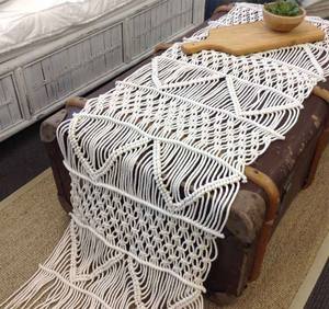 Mantel de macramé tejido a mano, tapete de mesa con borlas para fiesta nupcial - Product Image 4