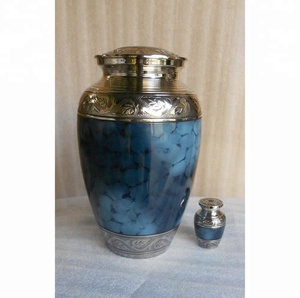 Urnas de cremación para adultos de aleación de nube azul, urna terminada en níquel para cenizas humanas, urnas de cremación conmemorativas para adultos - Product Image 2