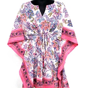 Caftán para Mujer con Estampado Floral Pintado a Mano, Algodón Ecológico, Largo hasta el Suelo, Vestido de Alta Calidad, Estilo Playero, Talla Única, Tallas Grandes - Product Image 2