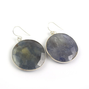 Boucles d'oreilles en argent sterling avec pierre de saphir pour les mariages ou les cadeaux Style pendentif - Product Image 3