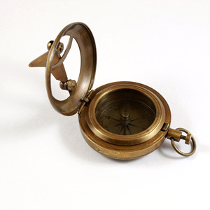 Calyron Customised Logo 2-Inch Antique <b>Vintage</b> Sundial <b>Compass</b> Brass Finish Push Button Leather Case Handmade Novelty Gift - Product Image 2