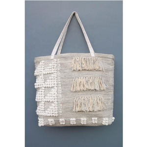 Sacs fourre-tout marocains bohèmes pour femmes HILTEX en tissu de coton tissé avec fermeture éclair et doublure en coton pour les voyages - Product Image 1