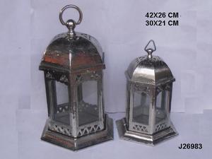 Estilo de anillo de linterna de aluminio fundido de alta calidad en acabado de níquel en bruto Portavelas rústico Linterna Fundición de aluminio en bruto - Product Image 4