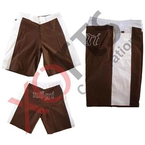 Short de combat MMA imprimé par sublimation marron et blanc de style High Street Short chaud respirant avec fermeture à la taille élastique - Product Image 1