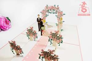 Carte d'invitation de mariage sur le thème de la plage, carte pop-up 3D découpée au laser, artisanat en Vietnam - Product Image 5