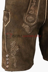 Lederhosen Tradicionales Alemanes de Estilo Austriaco Central para Hombre, de Cuero de Ante, con Patrón Bávaro para Oktoberfest, Ecológicos - Product Image 3