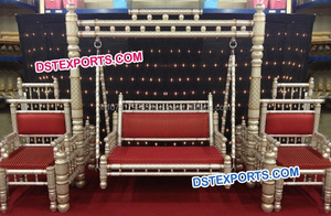 Columpio de escenario de boda indio, estilo antiguo, de madera, diseño moderno, con sillas - Product Image 6