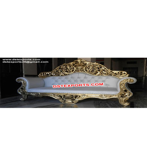 Canapé de mariage en métal en laiton massif sculpté, plaqué or, avec motifs floraux, nouveau design, canapé deux places pour mariage, Canada - Product Image 1