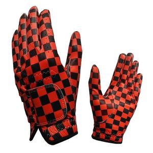 Guante de golf de mano de calidad superior Motivo impreso Cuero completo Rojo Negro Diseño personalizable para hombres Mujeres - Product Image 1