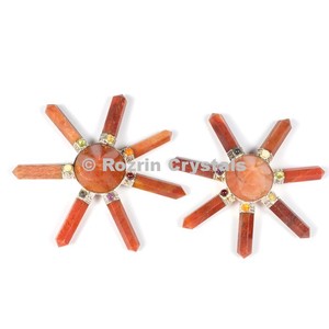 พีช Aventurine เครื่องกำเนิดไฟฟ้ารักษาเสี้ยมกับ Chakra Cab - Product Image 1