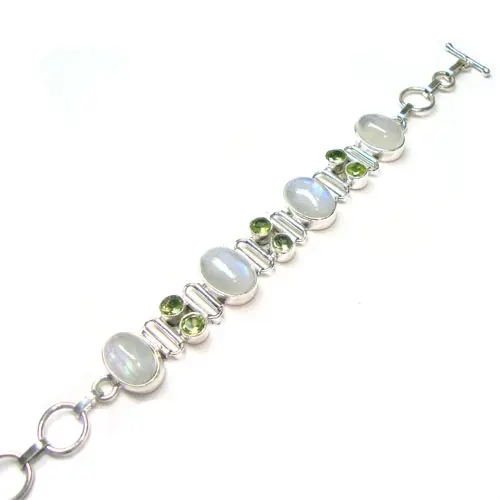 Charming rainbow moonstone genuine sterling silver 925 handmade party wear bracelet