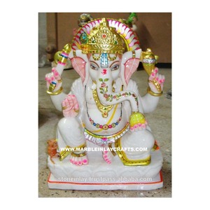White Marble Ganpati God Statue - Product Image 1