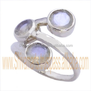 แหวนพลอยพลอยมูนสโตนสีรุ้งดีไซน์ใหม่อย่างเป็นธรรมชาติหรูหราสง่างามอุปกรณ์925เงินสเตอร์ลิง - Product Image 2