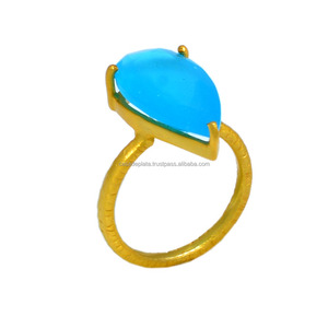 Beautiful Pear Turquoise Gemstone <b>Ring</b>, Gold Plated <b>925</b> <b>Silver</b> <b>Ring</b> Jewelry Supplier Wholesaler Manufacture BY CASA DE PLATA. - Product Image 1