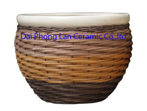 Saigon <b>flower</b> <b>pot</b> with water hyacinth cover ceramic pottery planter - Product Image 5