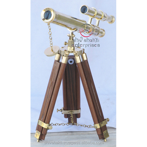 กล้องส่องทางไกลทองเหลืองแบบสองกระบอก สำหรับเดินป่า ตั้งแคมป์ ตกแต่งเรือ ของตกแต่งสไตล์วินเทจโบราณ ของขวัญ - Product Image 1