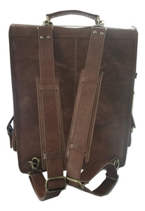 Mochila antirrobo unisex de cuero marrón genuino para portátil, Correa con asa, cierre de botón, patrón de caramelo interno, poliéster para mujer - Product Image 2