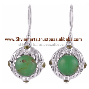 Pendiente de piedras preciosas múltiples con forma de cojín turquesa rara de diseño Popular para mujer, regalo de joyería de plata - Product Image 2