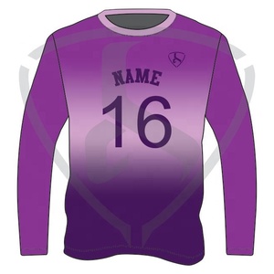 Camiseta de Fútbol Sublimada Personalizada, Manga Larga, Degradado Morado, Absorbe la Humedad, Unisex, Cuello Redondo, Manga Completa - Product Image 2
