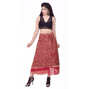กระโปรงยาวแฟชั่นอินเดียผ้าส่าหรี,กระโปรงแบบใส่กลับด้านได้สำหรับผู้หญิง - Product Image 2
