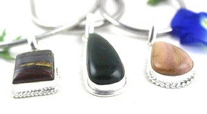 Colgante hecho a mano de plata de ley 92,5, piedra preciosa lisa de forma mixta, mookita Natural, jaspe, hierro, sangre de tigre, piedra dorada para regalo - Product Image 4