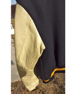 Blouson en laine de Baseball pour femmes, élégant et personnalisé, pas cher, avec manches en cuir, tenue d'université, - Product Image 5