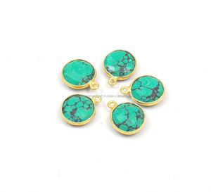 Connecteur de lunette en pierre précieuse plaqué or, 10 pièces, pendentif, résultats de bijoux - Product Image 2
