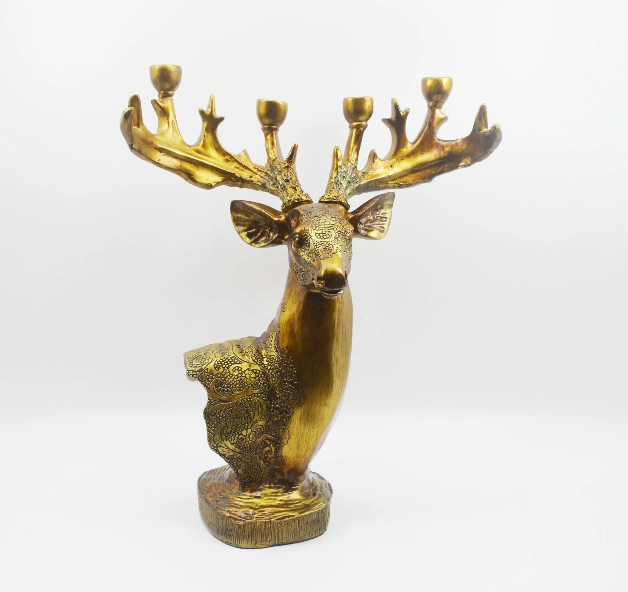 Faux Resin Handicrafts Antler Candle Candlestick Statue Lovely Decor Deer Head Candle Holder