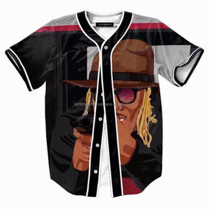 Camiseta de béisbol personalizada 3D para hombre, camiseta de béisbol barata con impresión por sublimación de bandera americana para adultos americanos al por mayor - Product Image 3