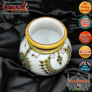 Kalash en marbre décoratif peint à la main, tailles personnalisées de 5 pouces, articles de pooja en marbre - Product Image 3