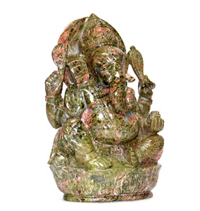 Venta al por mayor Unakite espiritual tallado a mano Ganesha escultura estatuilla estatua piedra preciosa natural hecha a mano ¡Compre al mejor precio! - Product Image 1