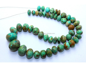 16 Inch Natural Arizona <b>Turquoise</b> Smooth round Shape Stone <b>Beads</b> - Product Image 2