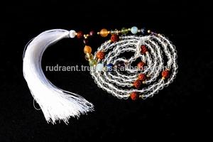 Venta caliente hecho a mano artista indio collares con cuentas cristal transparente cuarzo 7 Chakra Mala borla collar con perla diamante regalo - Product Image 5