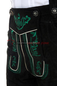 Lederhosen traditionnels en cuir suédé noir, doux et durables, pour hommes, style bavarois allemand, vêtements d'Oktoberfest, costumes pour hommes - Product Image 4