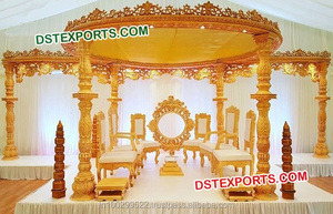 Gran boda mano anhelada madera Mandap Conjunto elegante madera Mandaps boda india decoración madera Mandap venta al por mayor Mandap decoración Reino Unido - Product Image 6