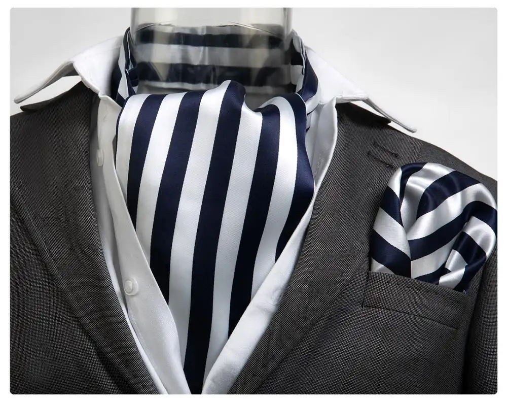 Cravate rayée blanche et bleue marine pour femmes, accessoires dames, tricots, tendance, 2020