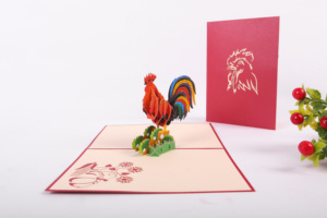 3D Intricated Rooster Pop-up Greeting <b>Card</b> Handmade Vietnamese Animal <b>Card</b> Laser Cutting Paper Material <b>Gift</b> <b>Card</b> Handicraft - Product Image 4
