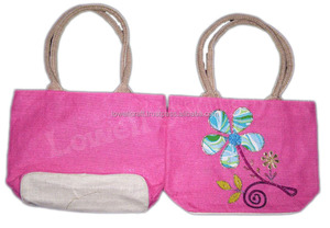Linen Shopping <b>Bag</b> Embroidered Flower Design Zipper Closure <b>Medium</b> <b>Size</b> Fashion Promotional <b>Bag</b> 100% Eco-Friendly Outdoor Use - Product Image 4