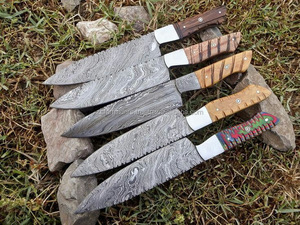 CUCHILLO DE COCINERO DE ACERO DAMASCO HECHO A MANO ZR # Cuchillos ZR con Mango de Madera 234, Grado Industrial, OEM - Product Image 2
