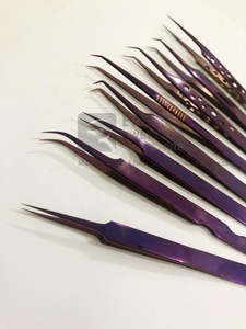 แหนบขนตาปลอมทำจากสเตนเลสเคลือบสีพื้นม่วงออกแบบโลโก้ได้ตามต้องการ - Product Image 4