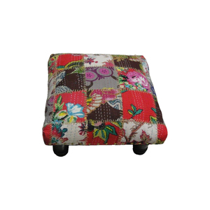 Tabouret bas en bois de conception traditionnelle moderne pouf maison salon tissu rembourré meubles décoratifs pour hôtels - Product Image 1