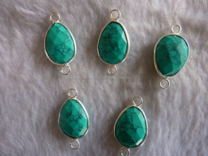 Lunette de connecteur de pierres précieuses turquoise pour la fabrication de bijoux à bricoler soi-même en argent sterling avec placage à l'or pour la mode féminine - Product Image 3