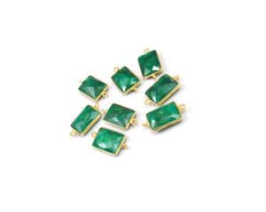 Gold Plated Multi-Gemstone Birthstone Bezel Boho Connector with Emerald Dyed <b>Wire</b> Wrapped Statement Jewelry Findings Components - Product Image 4