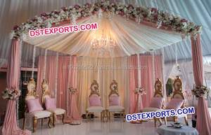 Mandap de madera para boda, sillas de diseño para novio, hechas a mano, sofá tallado de madera - Product Image 6