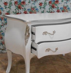 Meubles en bois Blanc Argent Bombay Armoire 2 Tiroirs De Style Français - Product Image 5