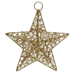 Золотой металлической проволоки висячие украшения Рождественская звезда на широкой полоске